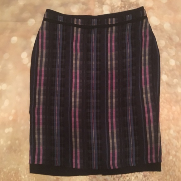 Banana Republic Plaid Pencil Skirt Purple Blue 6 - Picture 3 of 8